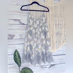 Free People Lilac Purple Embroidered Floral Dress M